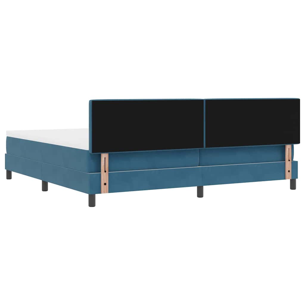Letto a molle con testiera Blu Scuro 200 x 200 cm Velluto