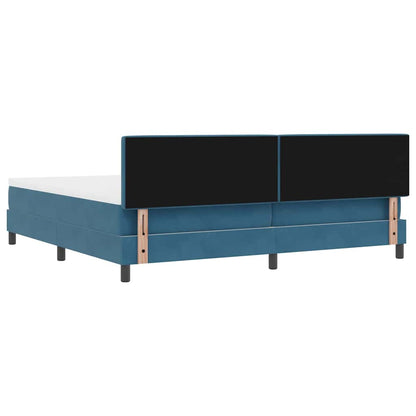Letto a molle con testiera Blu Scuro 200 x 200 cm Velluto