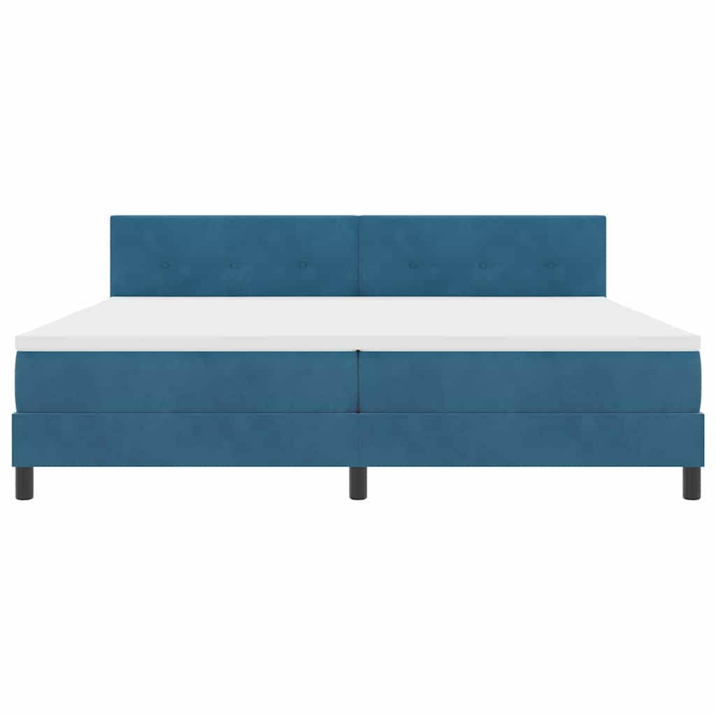 Letto a molle con materasso Blu Scuro 200 x 200 cm Velluto