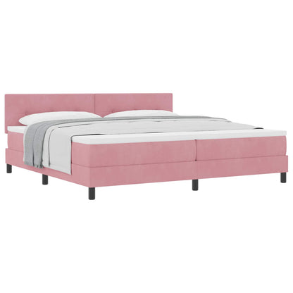 Letto a molle con testiera Rosa 200 x 200 cm Velluto
