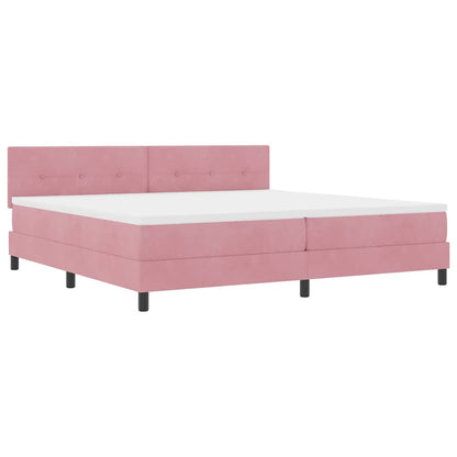 Letto a molle con materasso Rosa 200 x 200 cm Velluto