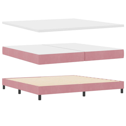 Letto a molle con materasso Rosa 200 x 200 cm Velluto