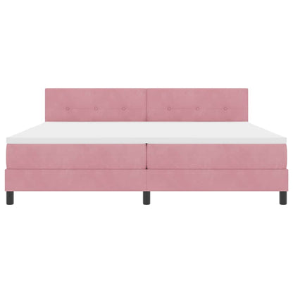 Letto a molle con materasso Rosa 200 x 200 cm Velluto
