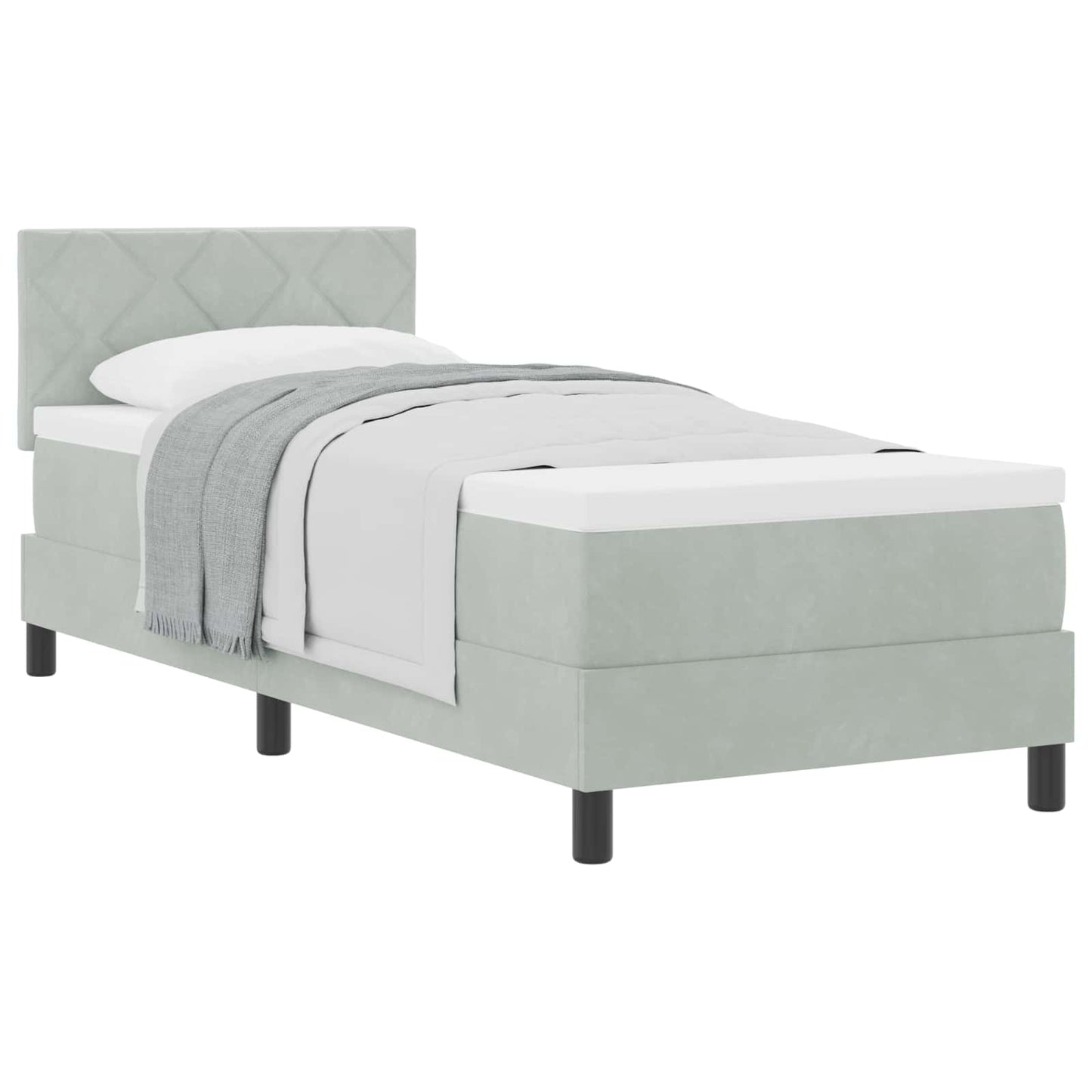 Letto a molle con materasso Grigio chiaro 80 x 200 cm Velluto