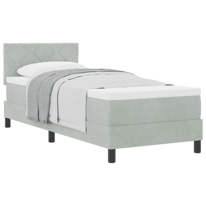 Letto a molle con materasso Grigio chiaro 80 x 200 cm Velluto