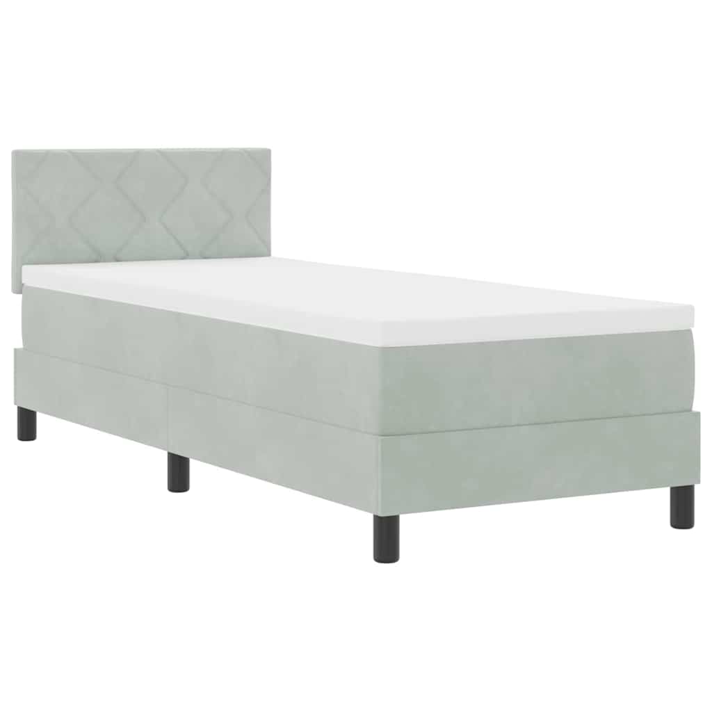 Letto a molle con materasso Grigio chiaro 80 x 200 cm Velluto