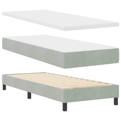 Letto a molle con materasso Grigio chiaro 80 x 200 cm Velluto