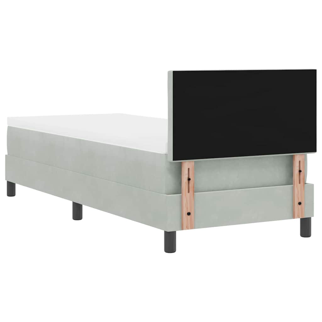 Letto a molle con materasso Grigio chiaro 80 x 200 cm Velluto