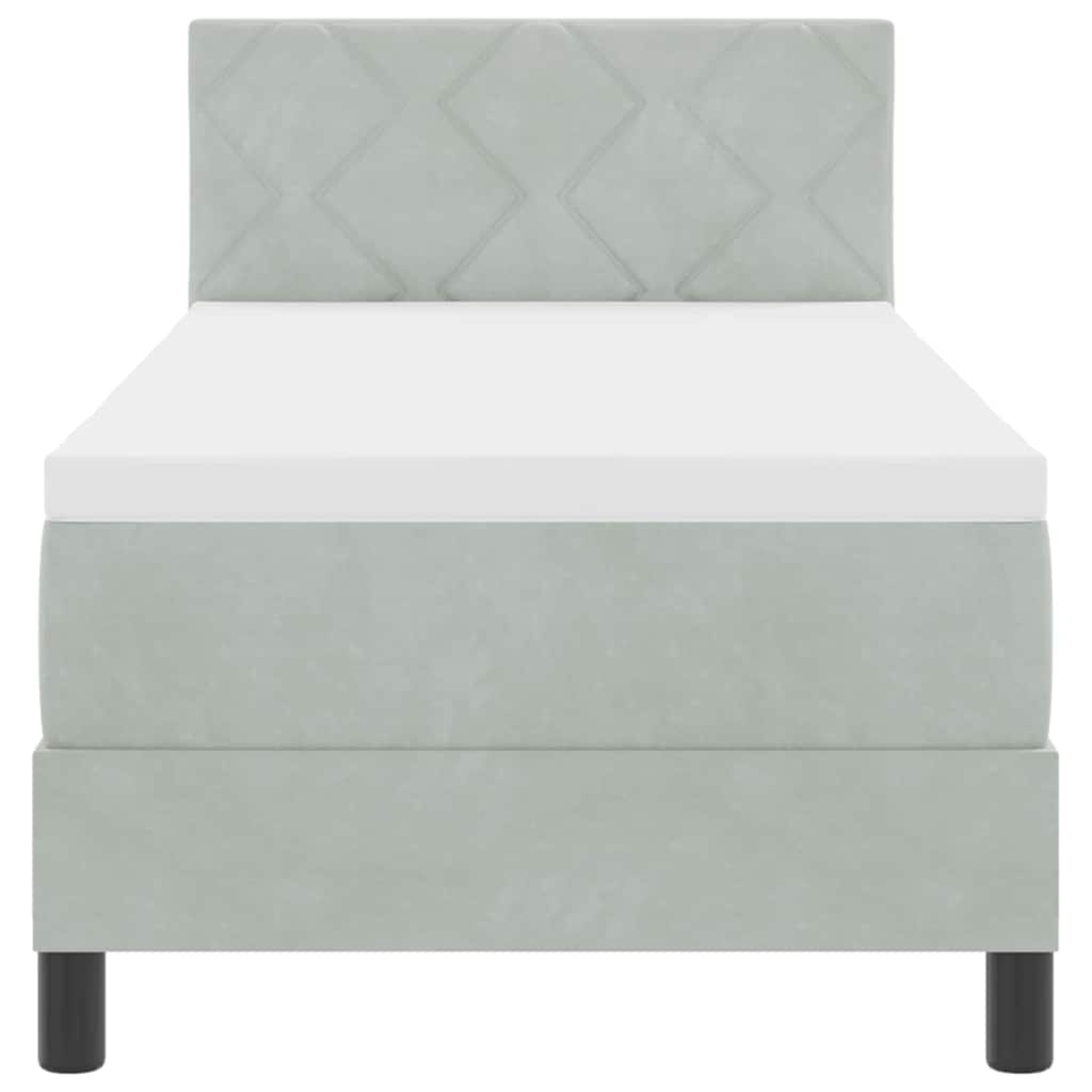 Letto a molle con materasso Grigio chiaro 80 x 200 cm Velluto