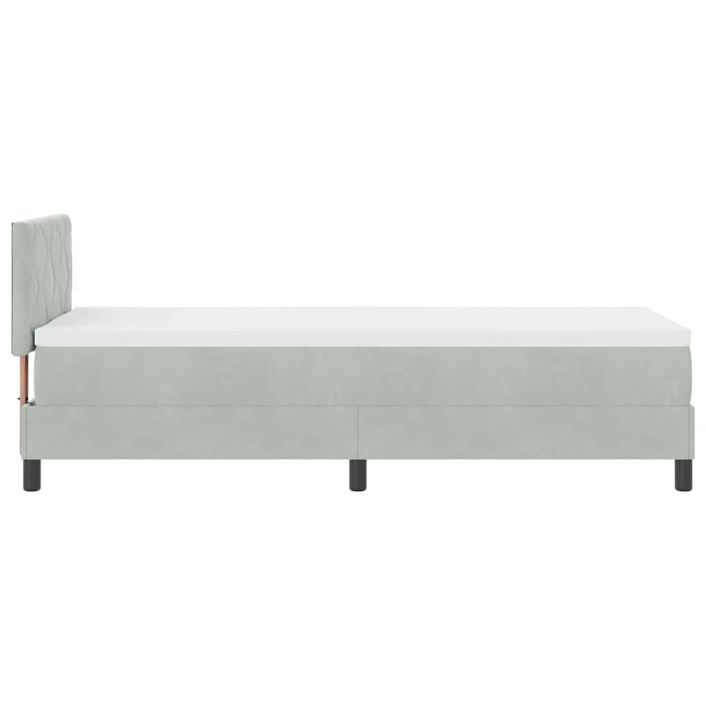 Letto a molle con materasso Grigio chiaro 80 x 200 cm Velluto