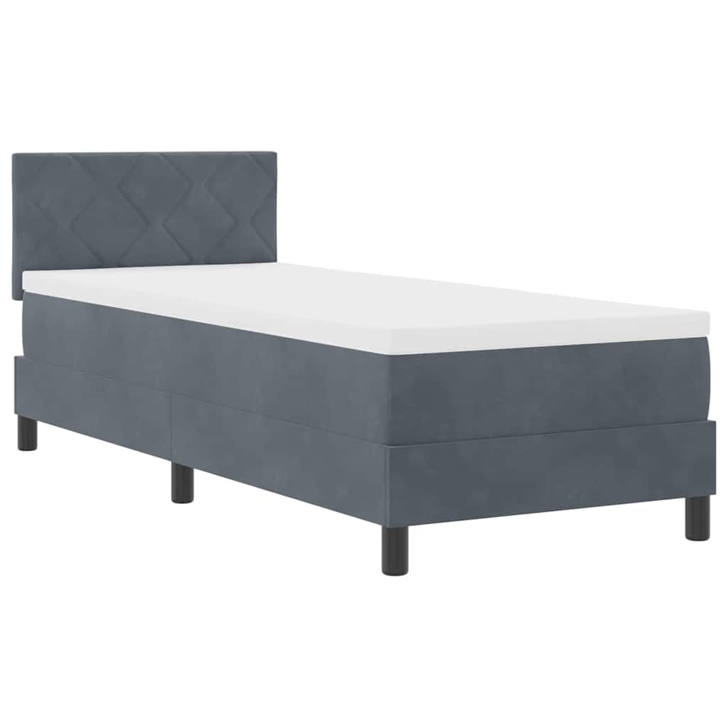 Letto a molle con materasso Grigio scuro 80 x 200 cm Velluto | homemem39