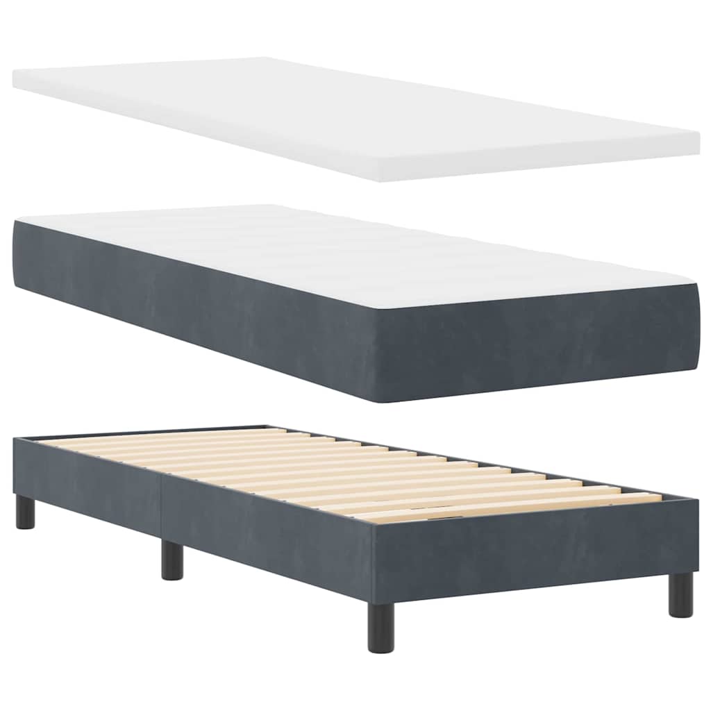 Letto a molle con materasso Grigio scuro 80 x 200 cm Velluto | homemem39