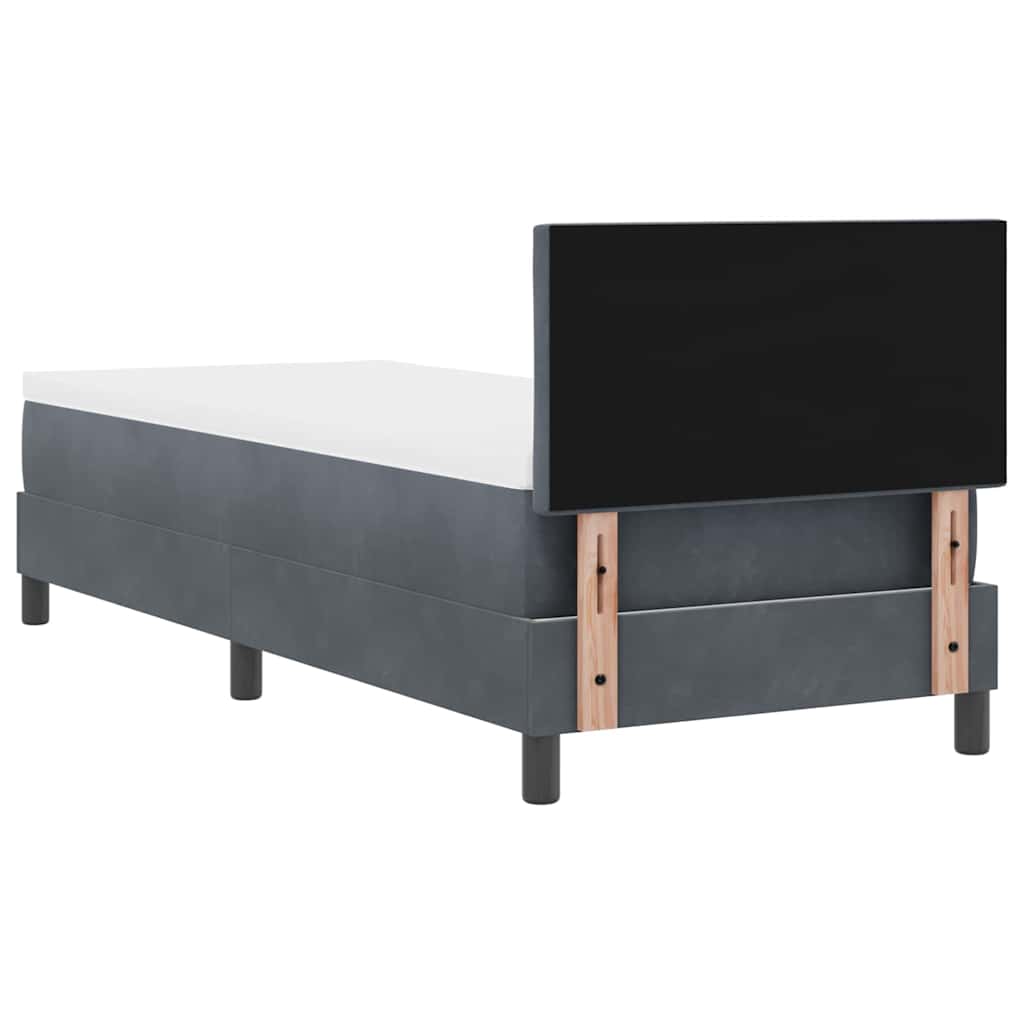 Letto a molle con materasso Grigio scuro 80 x 200 cm Velluto | homemem39