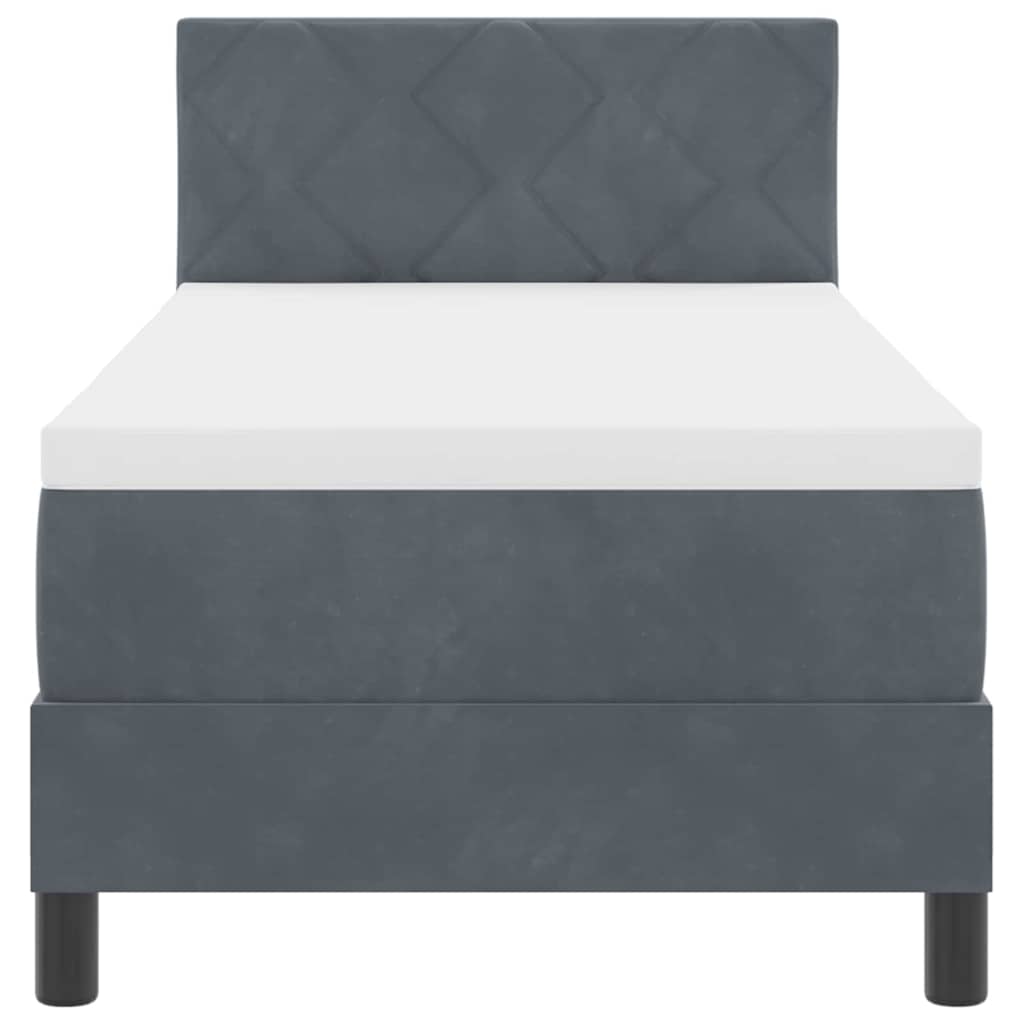 Letto a molle con materasso Grigio scuro 80 x 200 cm Velluto | homemem39