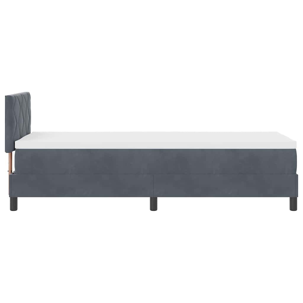 Letto a molle con materasso Grigio scuro 80 x 200 cm Velluto | homemem39