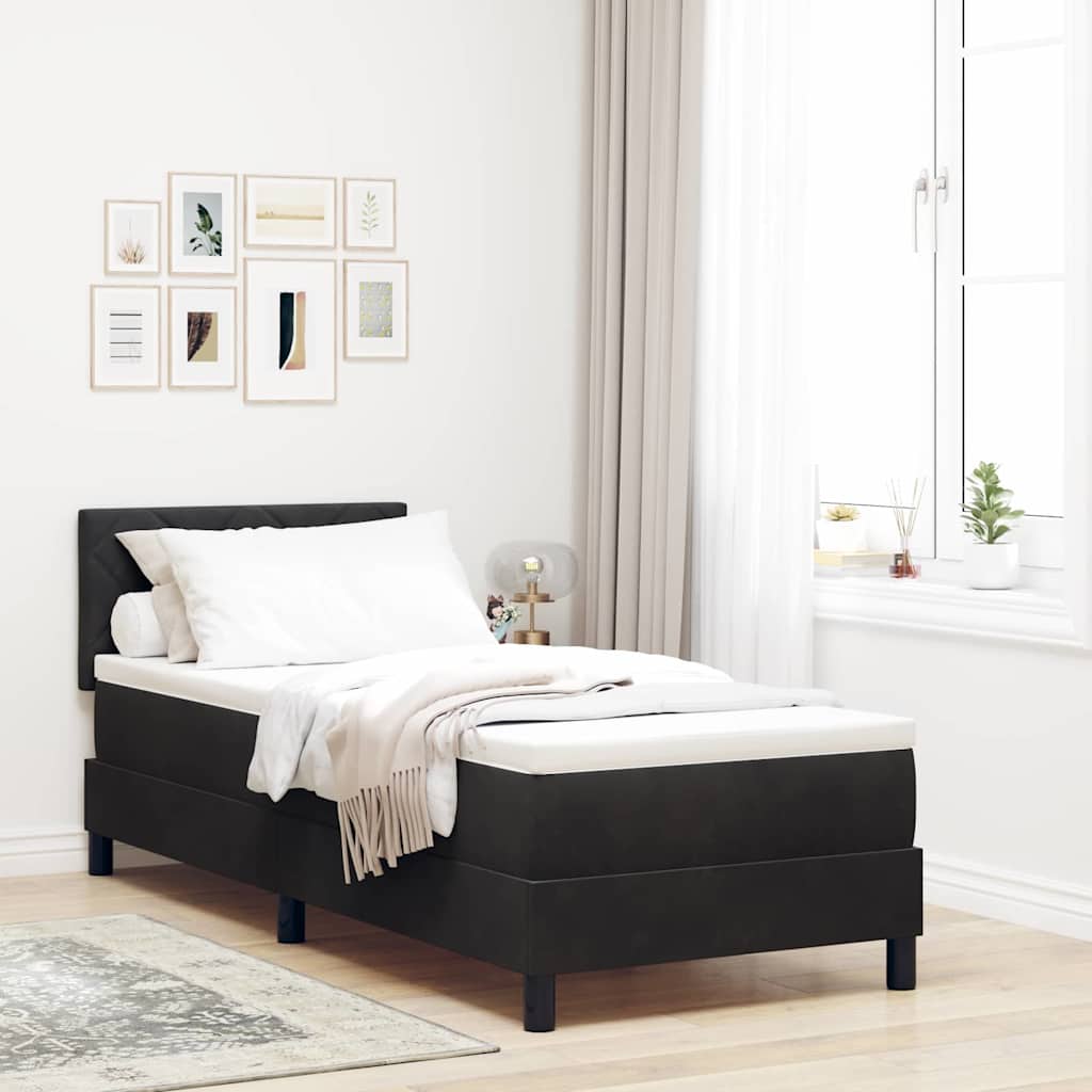 Letto a molle con materasso Nero 80 x 200 cm Velluto