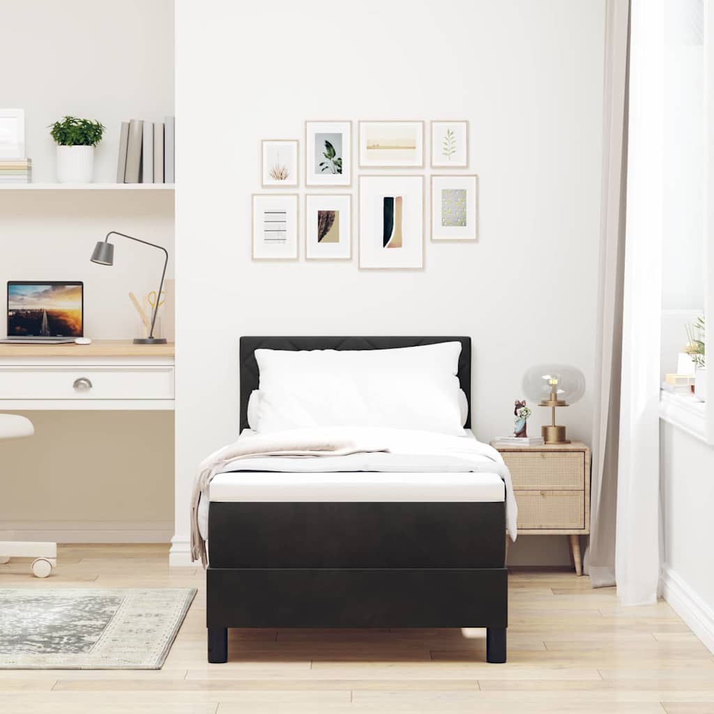 Letto a molle con materasso Nero 80 x 200 cm Velluto