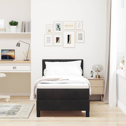 Letto a molle con cuscino con testiera Nero 80 x 200 cm Velluto