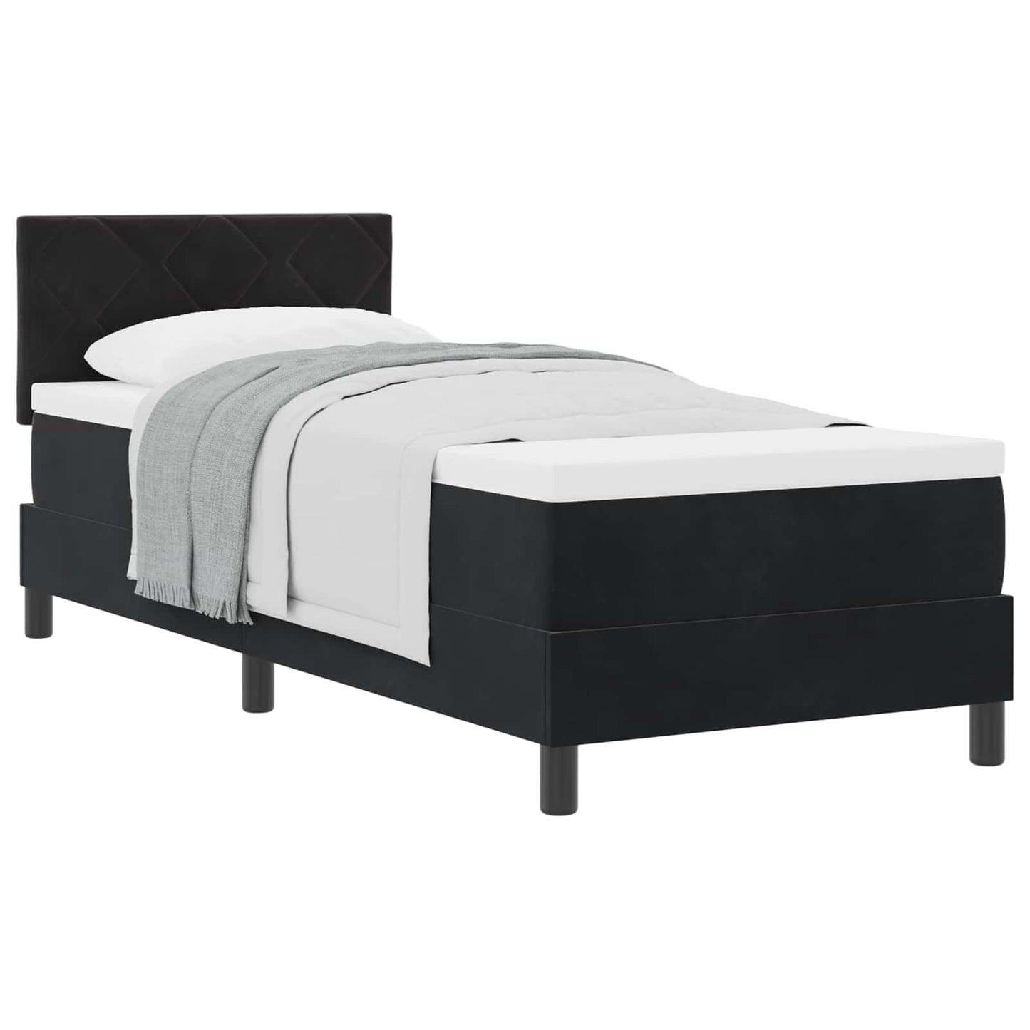 Letto a molle con materasso Nero 80 x 200 cm Velluto