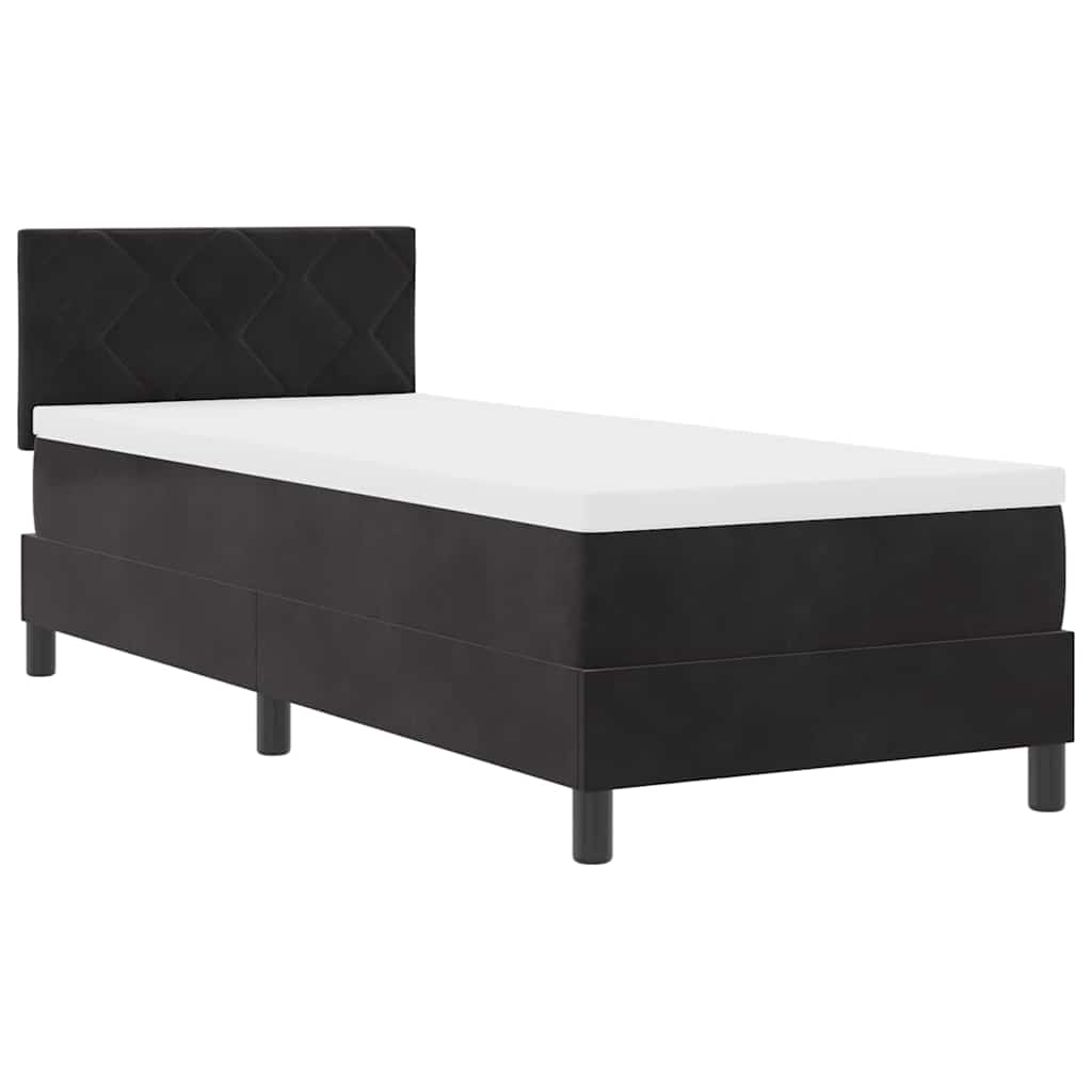 Letto a molle con materasso Nero 80 x 200 cm Velluto | homemem39