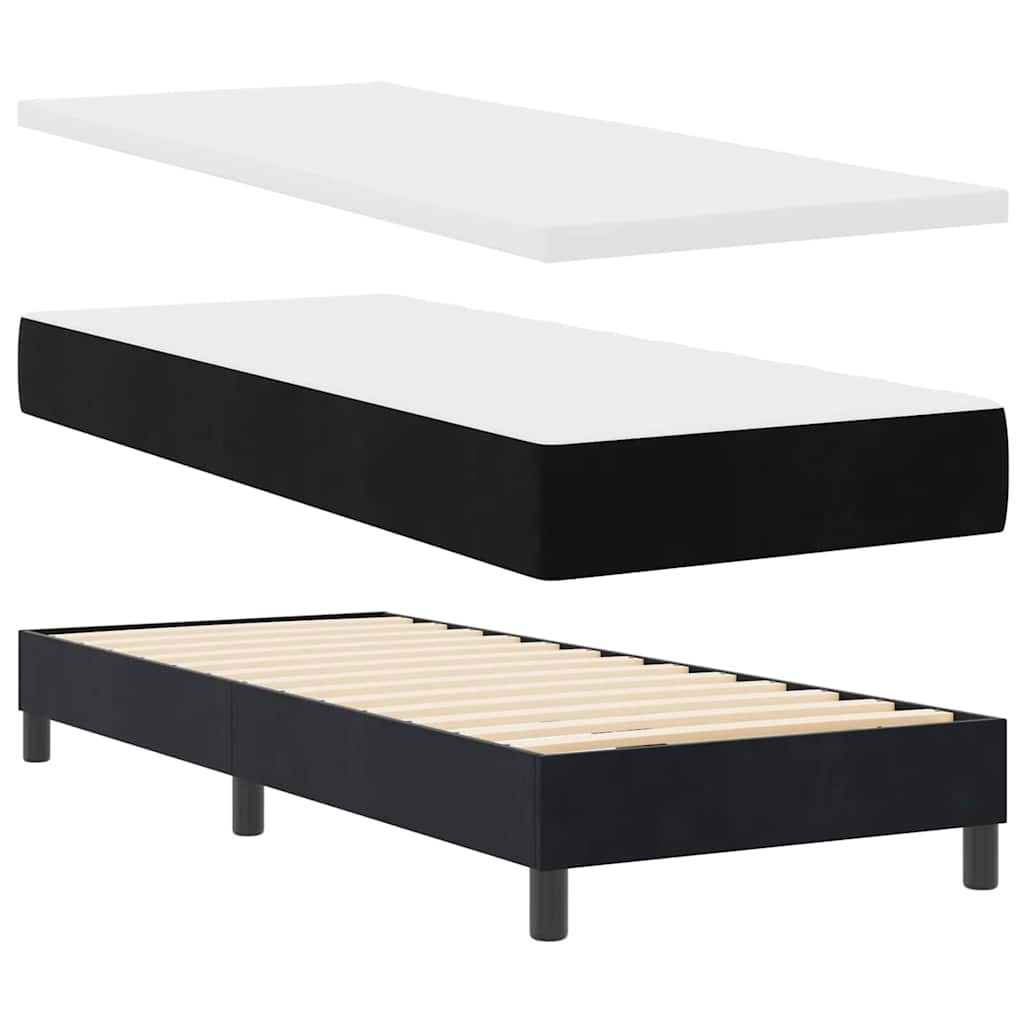 Letto a molle con materasso Nero 80 x 200 cm Velluto | homemem39