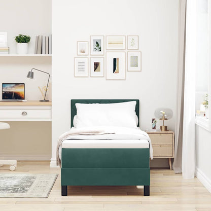 Letto a molle con materasso Verde Scuro 80 x 200 cm Velluto