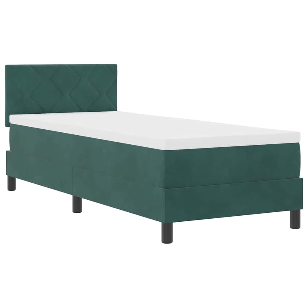 Letto a molle con materasso Verde Scuro 80 x 200 cm Velluto
