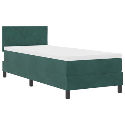 Letto a molle con materasso Verde Scuro 80 x 200 cm Velluto