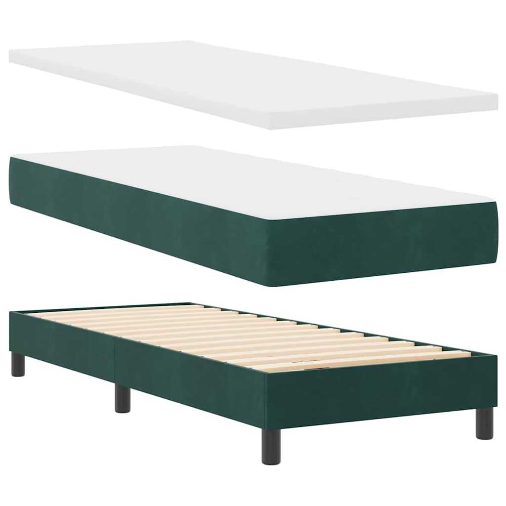 Letto a molle con materasso Verde Scuro 80 x 200 cm Velluto