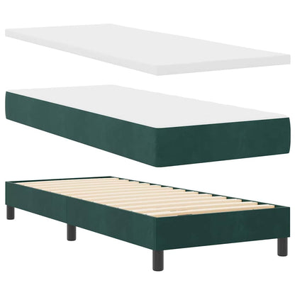 Letto a molle con materasso Verde Scuro 80 x 200 cm Velluto