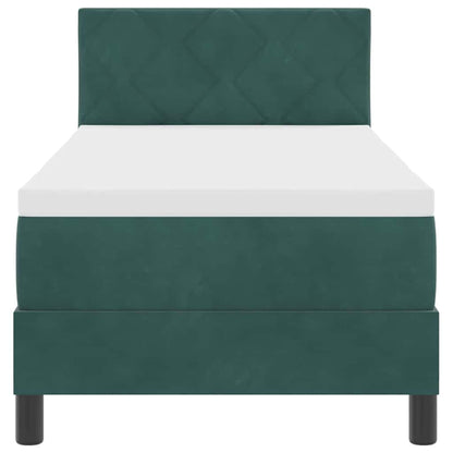 Letto a molle con materasso Verde Scuro 80 x 200 cm Velluto