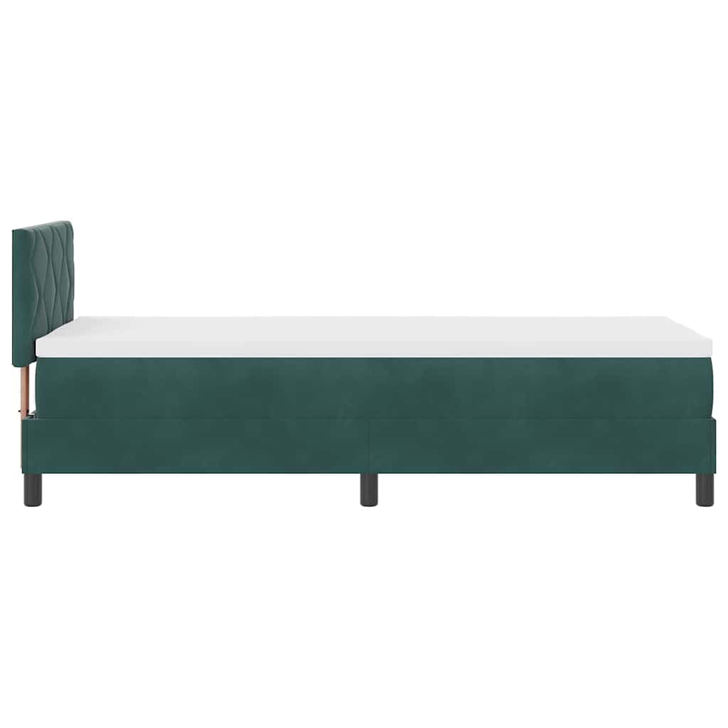 Letto a molle con materasso Verde Scuro 80 x 200 cm Velluto