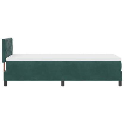 Letto a molle con materasso Verde Scuro 80 x 200 cm Velluto