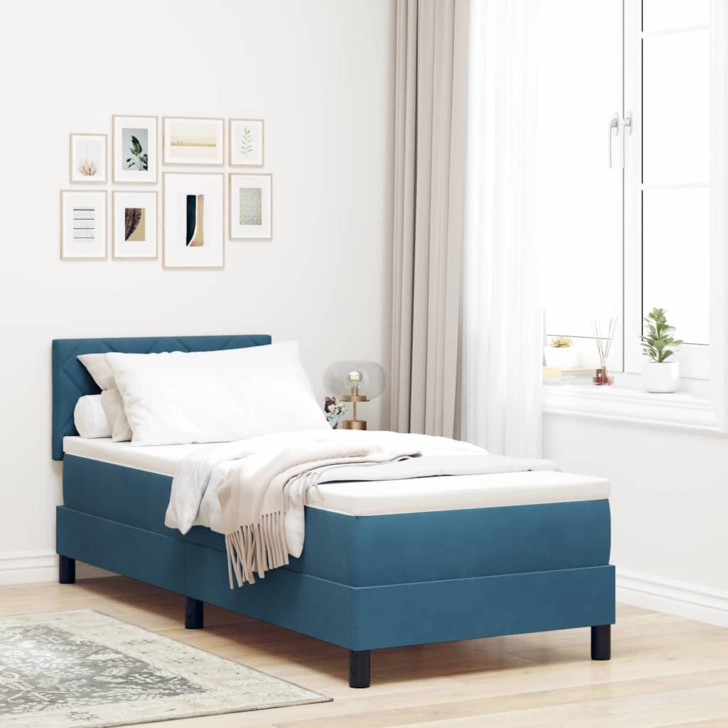 Letto a molle con testiera Blu Scuro 80 x 200 cm Velluto | homemem39