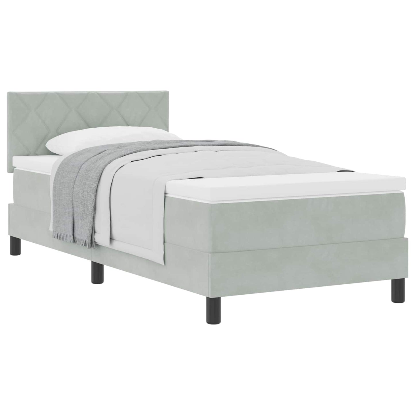 Letto a molle con testiera Grigio chiaro 90 x 190 cm Velluto | homemem39