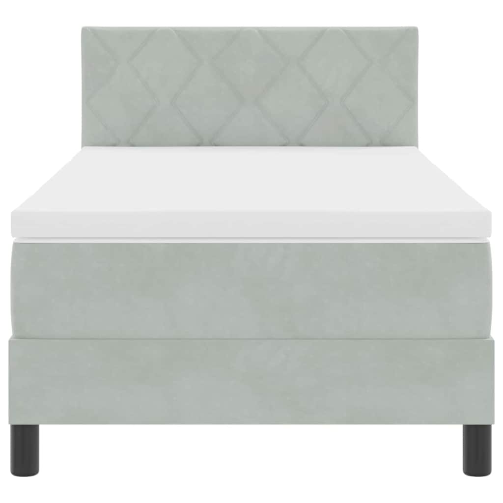 Letto a molle con testiera Grigio chiaro 90 x 200 cm Velluto | homemem39