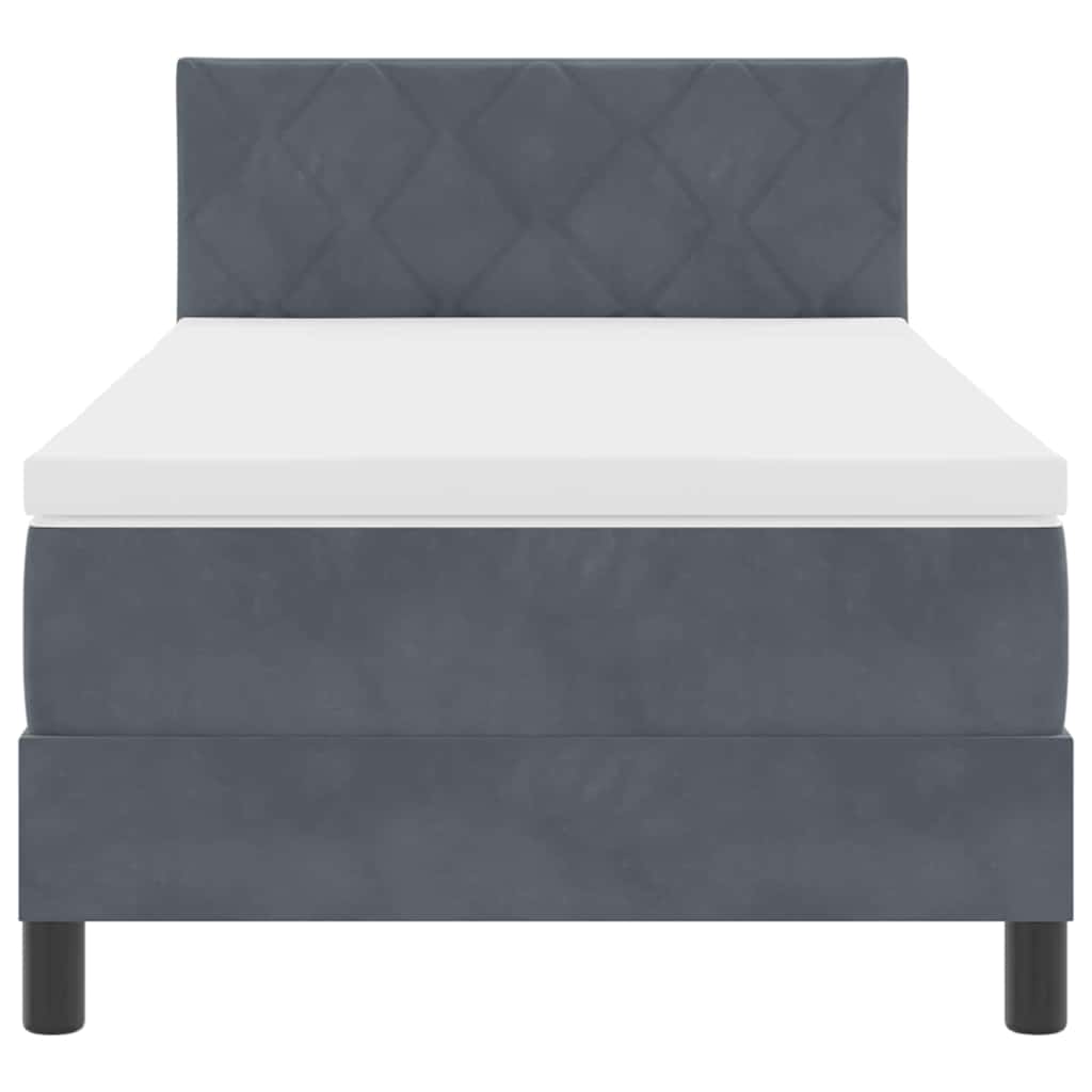 Letto a molle con materasso Grigio scuro 90 x 200 cm Velluto