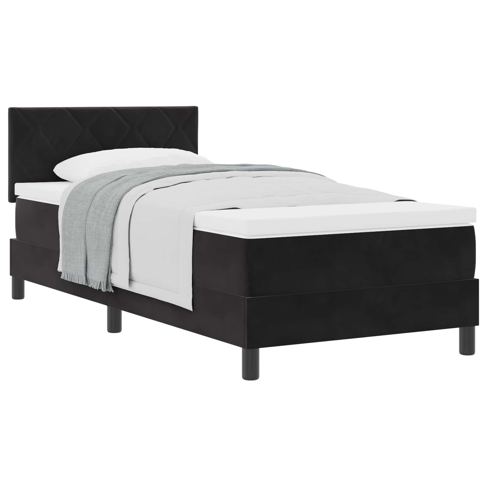Letto a molle con testiera Nero 90 x 200 cm Velluto | homemem39