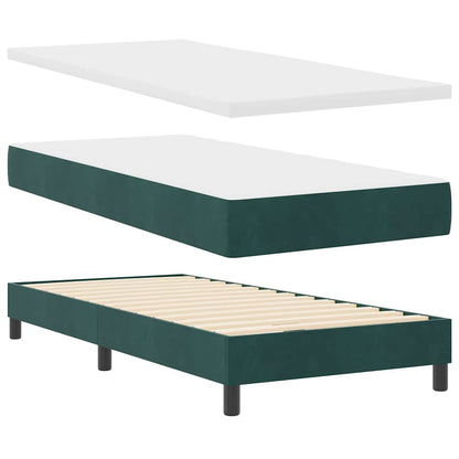 Letto a molle con materasso Verde Scuro 90 x 200 cm Velluto