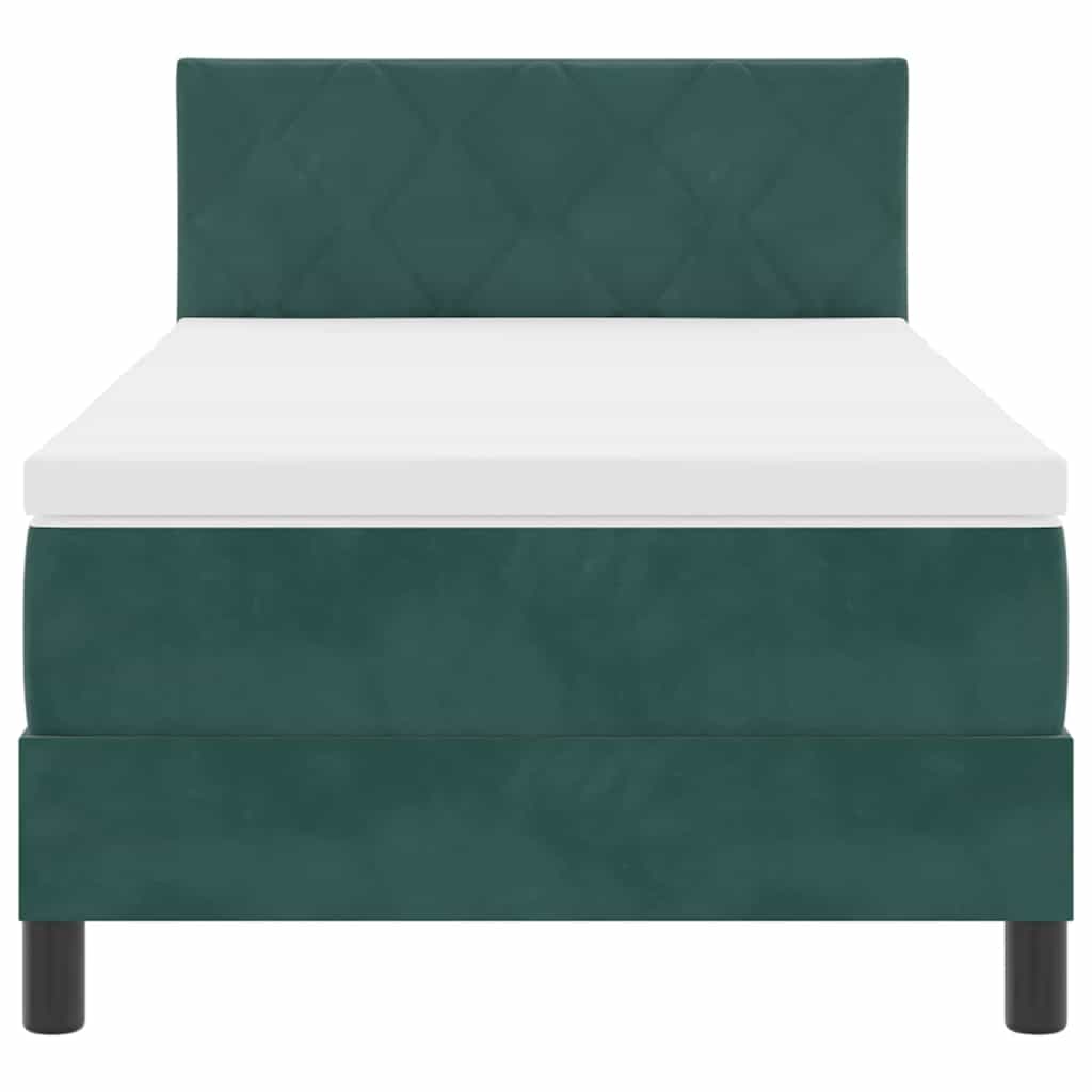 Letto a molle con materasso Verde Scuro 90 x 200 cm Velluto