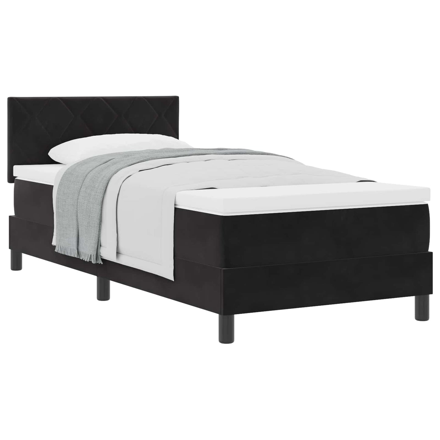 Letto a molle con testiera Nero 100 x 200 cm Velluto | homemem39
