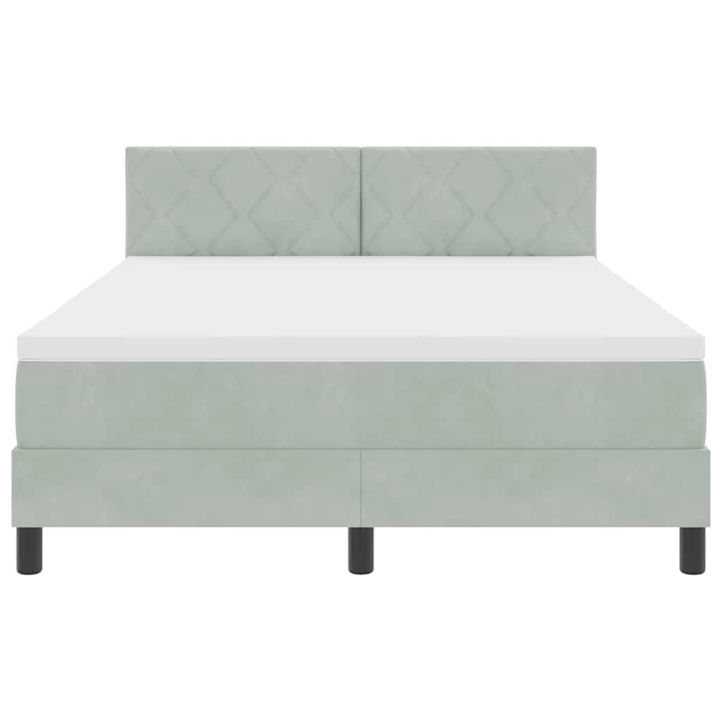 Letto a molle con materasso Grigio chiaro 140 x 190 cm Velluto
