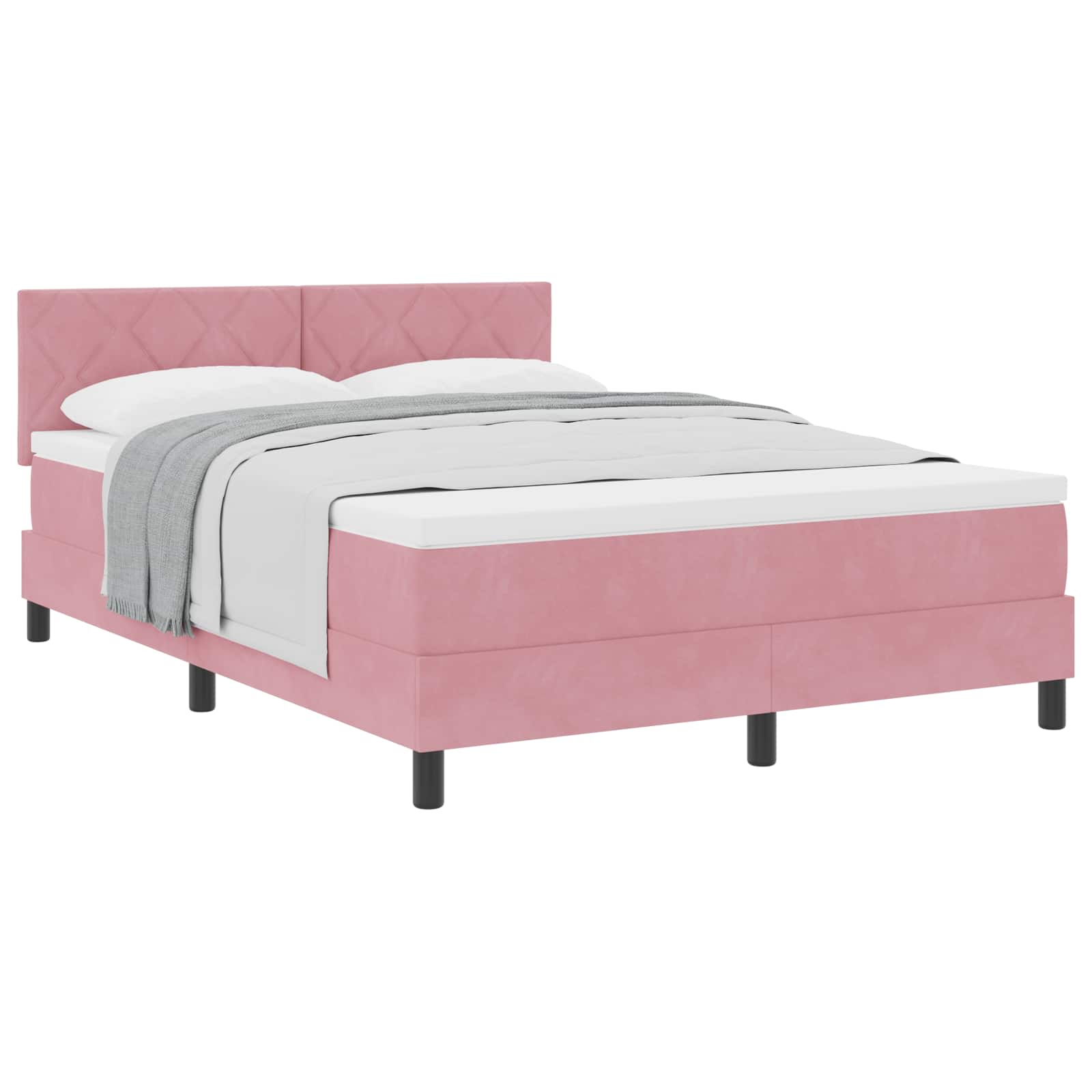 Letto a molle con testiera Rosa 140 x 190 cm Velluto | homemem39