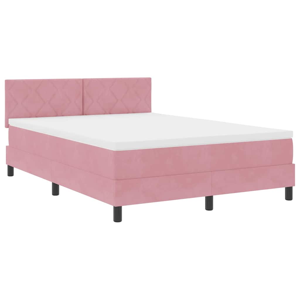 Letto a molle con testiera Rosa 140 x 190 cm Velluto | homemem39