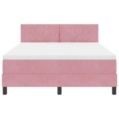 Letto a molle con testiera Rosa 140 x 190 cm Velluto | homemem39