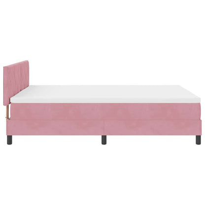 Letto a molle con testiera Rosa 140 x 190 cm Velluto | homemem39