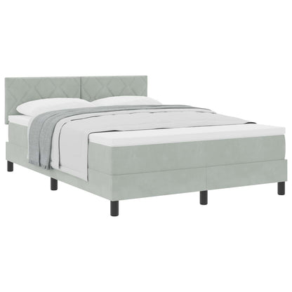 Letto a molle con testiera Grigio chiaro 140 x 200 cm Velluto | homemem39