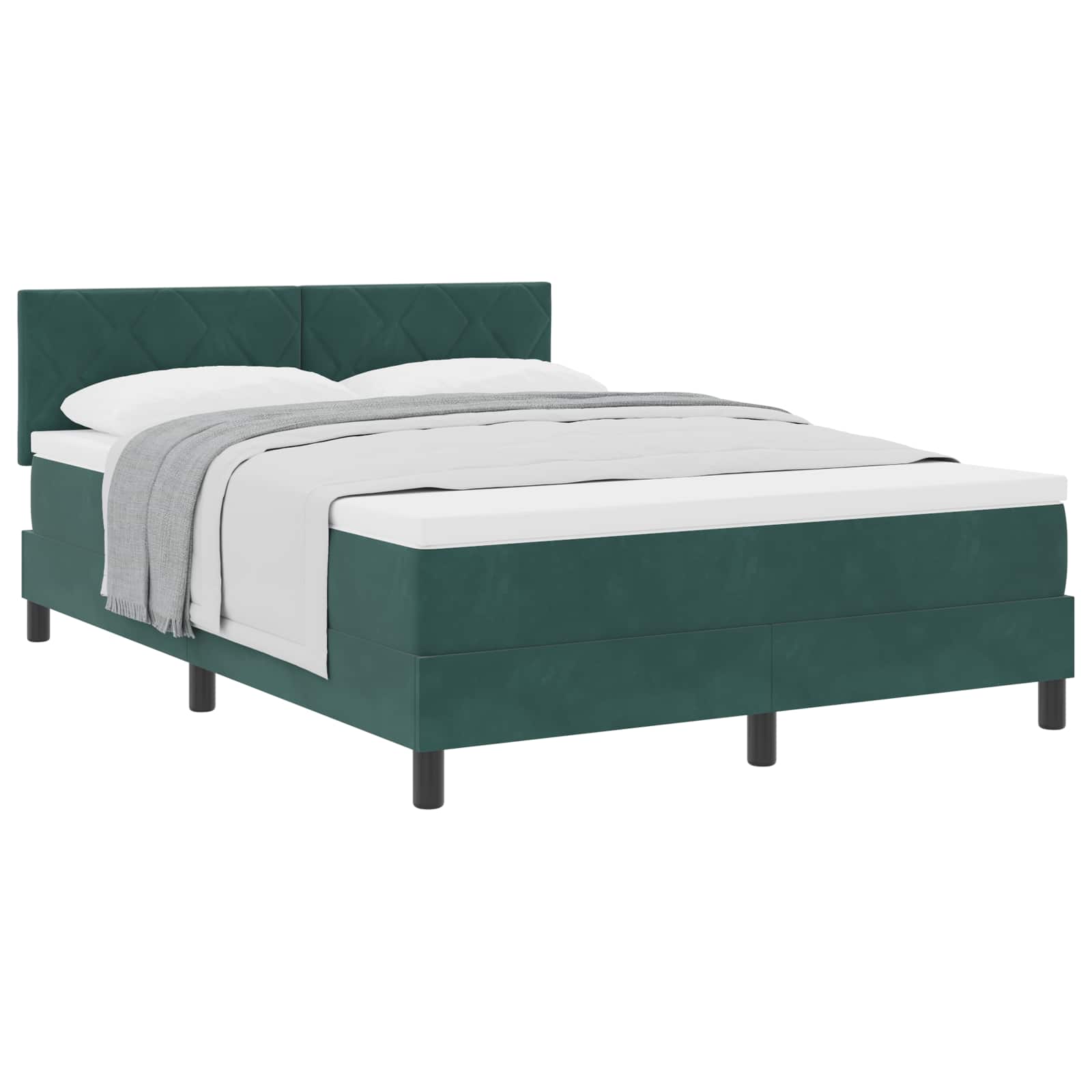 Letto a molle con testiera Verde Scuro 140 x 200 cm Velluto | homemem39