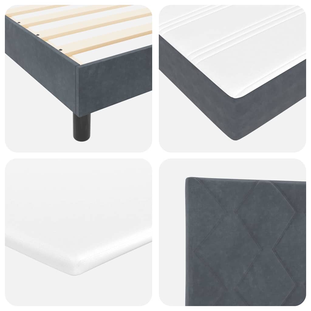 Letto a molle con testiera Grigio scuro 160 x 200 cm Velluto | homemem39