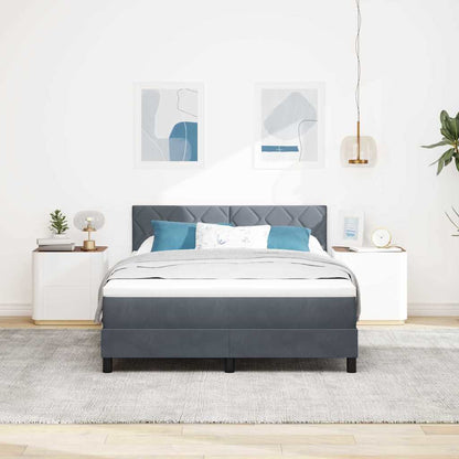 Letto a molle con testiera Grigio scuro 160 x 200 cm Velluto